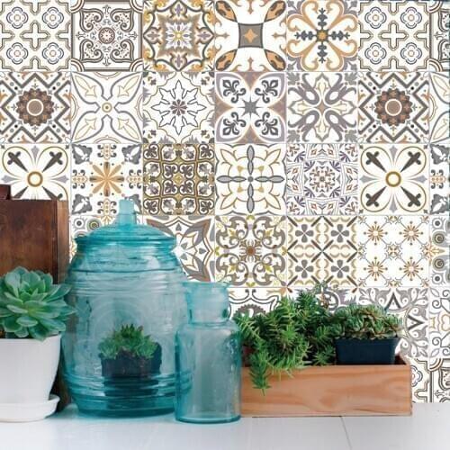 New arrival Arabia Morocco style Ceramic tile sticker Retro home wallpaper Living room wall stickers bedroom Kitchen Backsplash