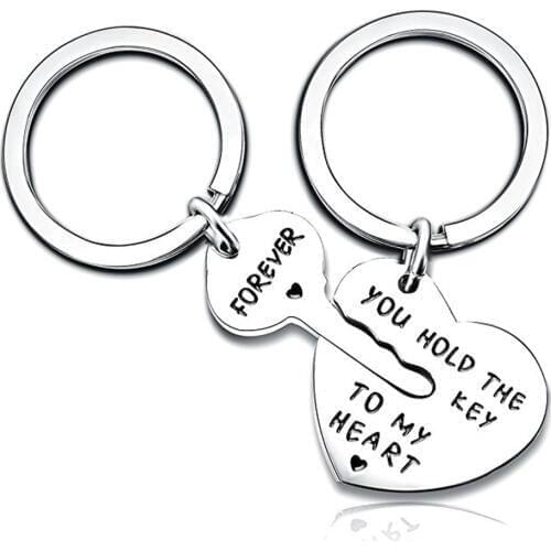 Bulk buy Heart Keyring Metal Keychain carved letter Keyfob couple Key chain Bag Charm boyfriend valentines day gift llaveros