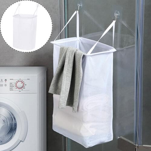Portable Foldable Breathable Bathroom Mesh Laundry Basket Wall Mounted Paste Type Clothes Storage Dirty Clothes Basket Hot Sold