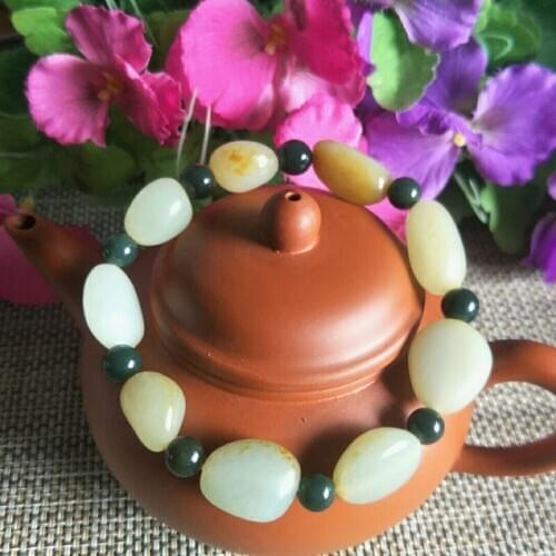 Natural Hetian Jade Stone Jade Bracelet Jewelry Lucky Exorcise evil spirits Auspicious Amulet Jade Bracelet Fine Jewelry