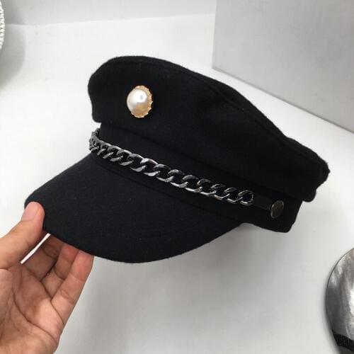 Early autumn the new wool hat for women octagonal ins newsboy cap navy