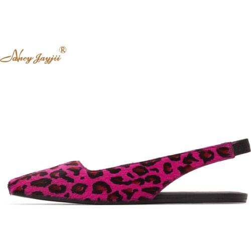 2021 Summer Women’S Red Leopard Flock Slides Female Home Office Square Toe Flat Slippers Girl Student Novelty School Shoes