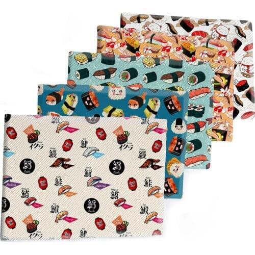 50*145CM Fabric Japanese Food Sushi Printed Polyester Cotton Twill Fabric Patchwor Printed