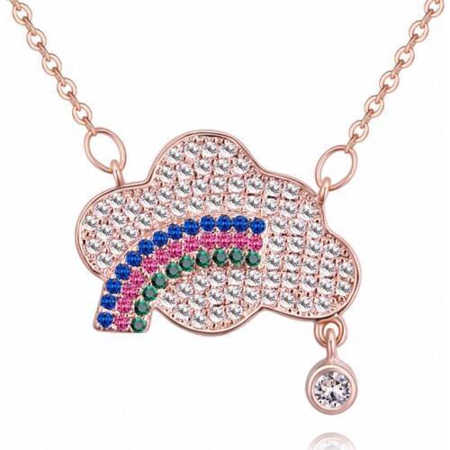 TONGKWOK Element AAA Zirconia Micro Inlays Fashion Heart Tassel Pendant 3 Color Necklace For Women Valentines Gift 130980