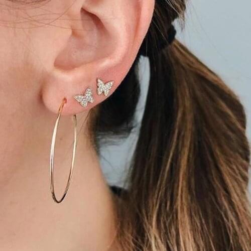 Korean Earrings Fashion Jewelry Exaggerated Large Earrings Stud Earrings Crystal Butterfly Earrings Oorbellen Earrings For Women