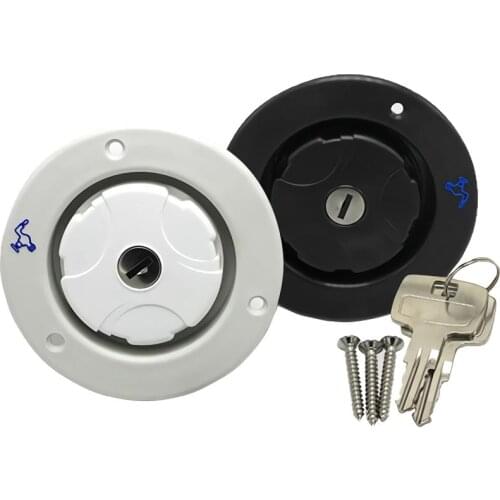 RV Gravity Water Inlet Round Fuel Lock Cover with 2 Keys For Caravan Camp Trailer Car Accessories Replacement Parts