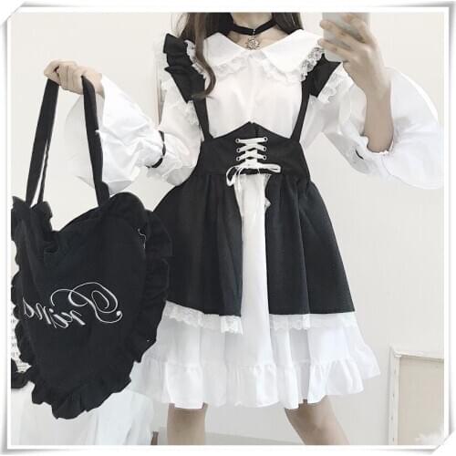 Japanese Style Vintage Gothic Punk Lolita Maid Costume Plus Size Halloween Costumes for Women