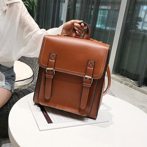 Preppie Style Women Backpack Pu Leather Shoulder Bag Multi-function Womens Backpack Fashion School Bag for Girls Leisure Bag