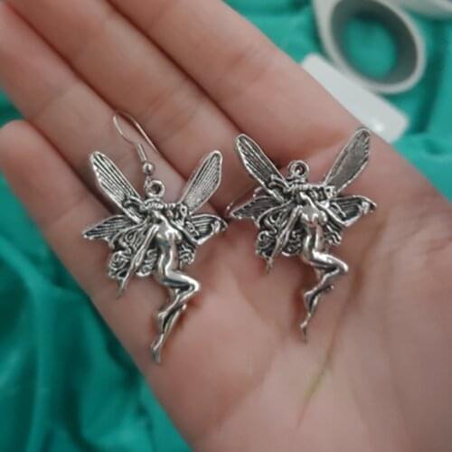 Vintage Fashion Statement Angel Fairy Wings Necklace for Women Cross Chain Choker Jewelry Punk Goth Gothic Wicca Accessories