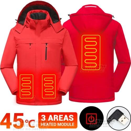 Winter Electric Heated Jacket Men Red USB Thermal Warm Motorcycle Jacket Moto Heated Vest Outdoor Jacket Biker Motorbike Coat