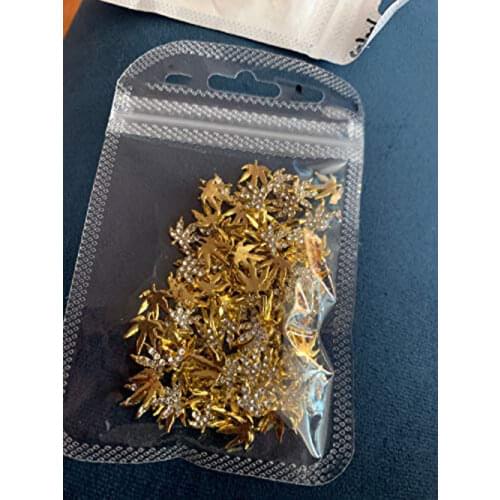 10pcs AB, or Crystal Clear Rhinestone Gold alloy Weed Leaf Nail Charm AB Diamond Rhinestone Studded Nail Charm