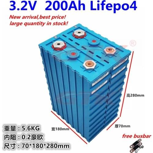 Lithium LiFePO4 Battery Cell 3.2V 200Ah Deep cycle for solar system energy storage power battery 12V24V48V Battery Pack DIY