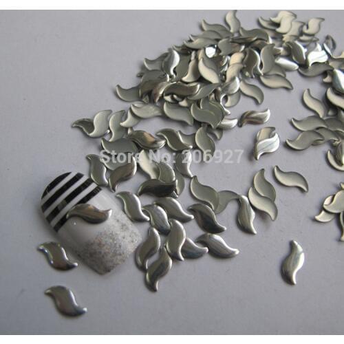 200pcs Cute S-113 5*9mm Nail Art Silver Metal Stud Nail Art Decoration