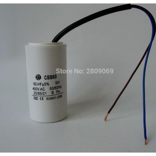 60uf,450V,AC50/60Hz,25/85/21,two wires,pallial line,cylindrical capacitor