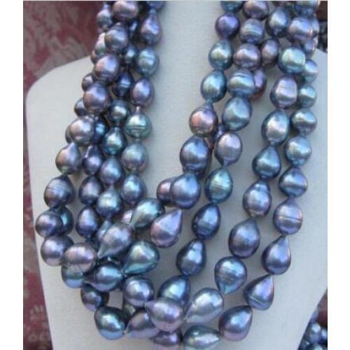 Free shipping HOT 9-11mm SOUTH SEA black blue baroque pearl necklace 18