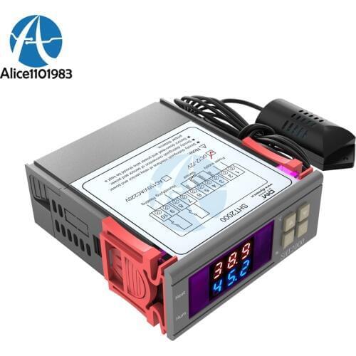 SHT2000 DC 12-72V 10A Dual Display Digital Humidity Hygrometer Thermostat Temperature Control Controller with DS18B20 Sensor
