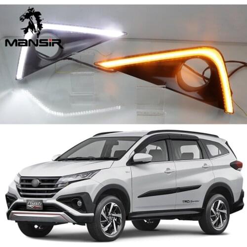 Daylamp LED Daytime Running Light Daylight ABS Car DRL For Toyota Rush 2018 2019 Turn Yellow Signal headlights Auto Foglamps