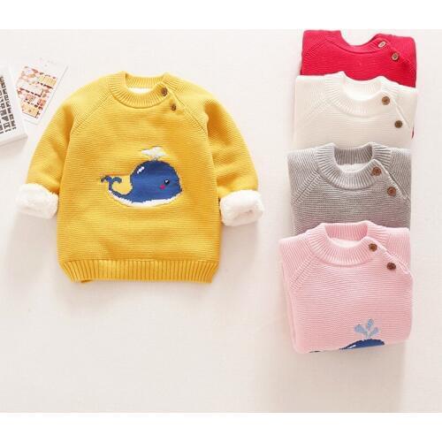 Kids Baby Sweater Head Clothes Autumn/winter Children Girls Sweater Plush Velvet Warm Clothing Fashion Boys Cartoon Sweater