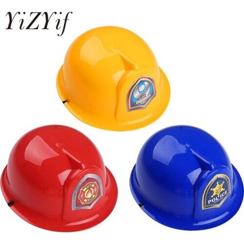 Kids Children Hard Plastic Fireman/Police/Engineer Hat Helmet for Halloween Costume Dress Up Pretend Role Play Fireman cosplay