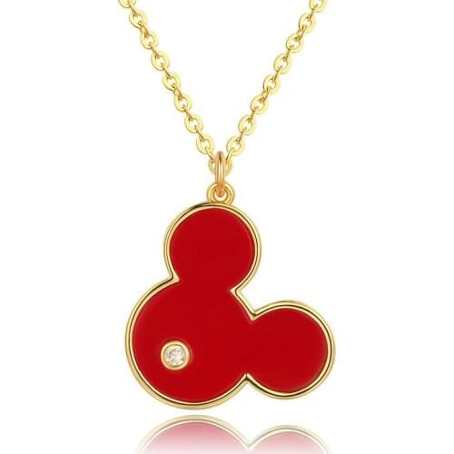 ERLUER Fashion Trendy Mickey Necklace Gold For Women Red Shell Copper 45cm Chain Necklaces Pendant Jewelry Birthday Gift
