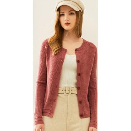 Hot Sale Winte Women Jackets 100% Pure Wool Knitting Cardigans 2020 Oneck Solid Color Sweaters Female Woolen Thick Warm Tops