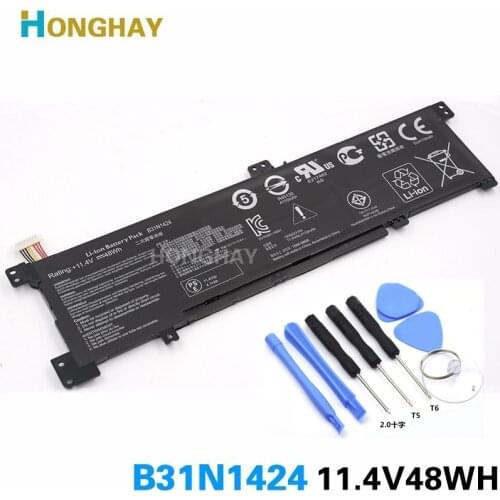 HONGHAY 11.1V 48Wh Original B31N1424 Laptop Battery For Asus A400U A401L K401L B5010 500 200 K401LB5010 K401LB5500 K401LB5200
