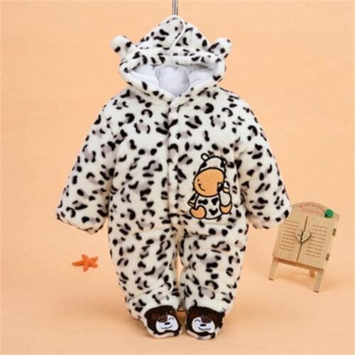 Newborn Baby Winter Warm Rompers Infant Girls Boys Cute Cartoon monkey Cow Clothes Baby Outfits Toddler Jumpsuits Clothes