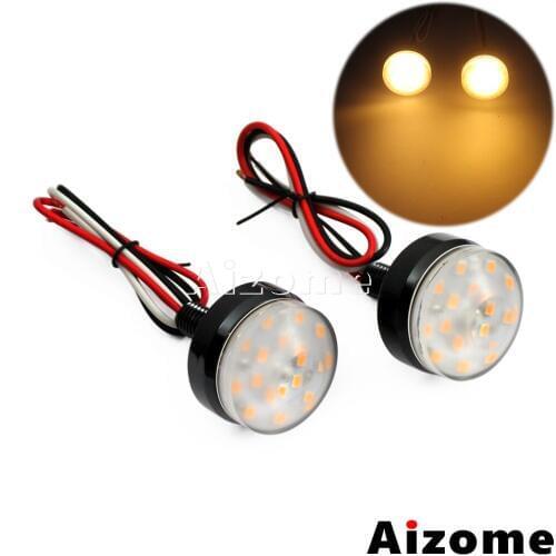 Motorcycle 1" Bar End Turn Signals Handlebar Grip LED Turn Indicators Amber Light Blinkers For Harley Cafe Racer Chopper Custom