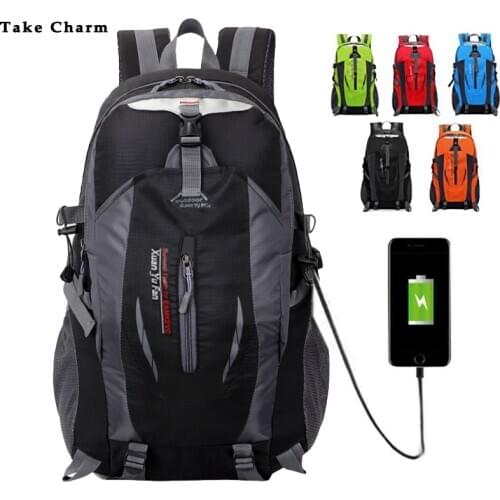 Men Travel Backpack 2021 Quality Nylon Waterproof Teenagers Sport Back Pack Casual Hiking Backbag With USB charging Black Blue