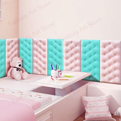 3d Artificial Leather Pe Foam Wall Stickers Waterproof Self-adhesive Wallpaper Living Room Bedroom Childrens Room Nursery Home