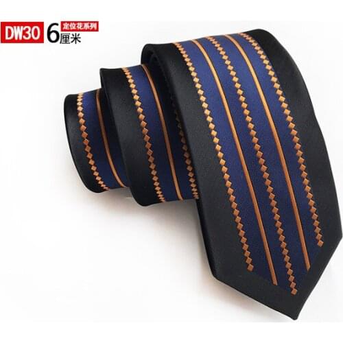 New Fashion Skinny Ties Personality Panel Necktie Black with Gold Stripes