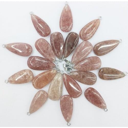 1pc Natural Agates Stone Charms Women Jewelry Strawberry Crystal Drop-shaped Pendant Chain for Making DIY Necklace Accessories