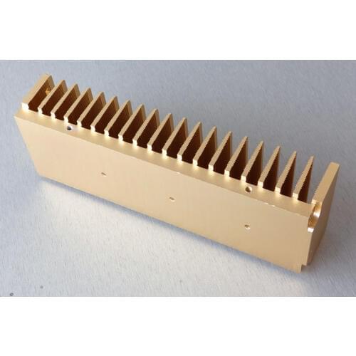 All Aluminum Radiator With Gold Color 200mmx40mmx68mm for Amplifier HIFI Aluminum Heatsink