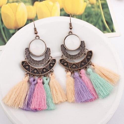 Hot Vintage relief Womens Earring Exaggerate Long Tassel Earrings For Women Jewelry Female Earring Pendientes Brincos