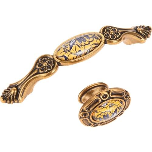 Antique Ceramic Coffee Zinc Alloy Knob for cabinet cupboard drawer wardrobe single hole handle Colorfast and rustless elegant