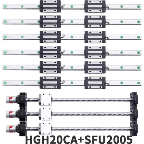 SFU2005 ball screw + BK BF15 CNC parts automatic manual adjustment + 6 sets of square linear guide HGR20 length optional