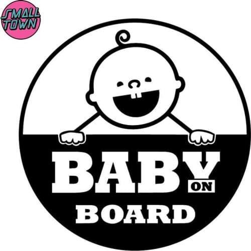 Small Town 15.3X15.3CM Cute BABY ON BOARD Cartoon Vinyl Car Sticker Creative Rear Windshield Decoration Accessories C25-010