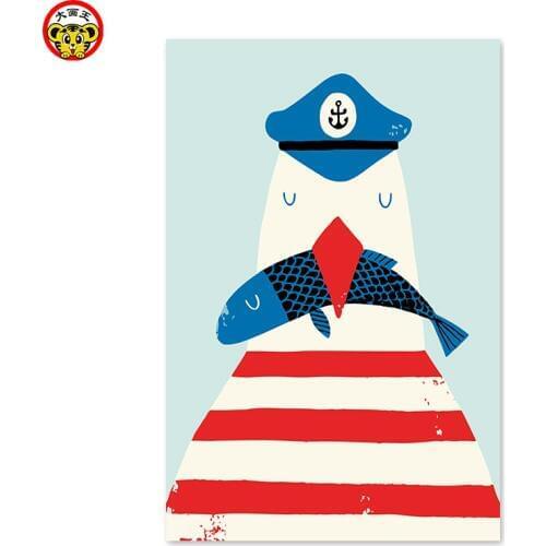 Navy seagull cartoon Diy home decor oil painting by numbers drawing hand painted picture Wall Decor pictures