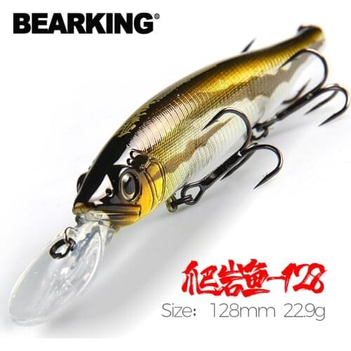 BEARKING 128mm 22.9g depth2 - 3m Wobbler Top fishing lures hard bait minnow quality hooks Fishing accessories for fishing tackle