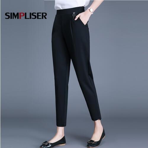 M-4XL Large Size Women Office Work Wear Pants Harem Pants Femme Pantalon Formal Suit Trousers Black Striped Pants