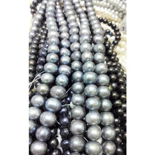 One Strands Real Pearl 12mm Bright dark gray Pearl Natural Freshwater Pearl loose beads 35cm / 15inch
