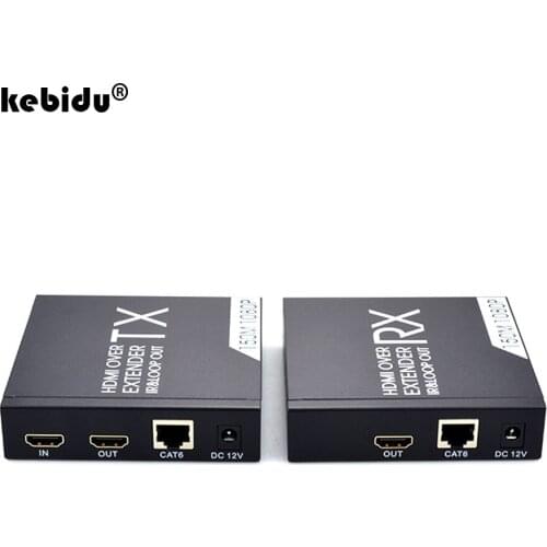 150m Extender with IR Remote 1080P HDMI-compatible to RJ45 TX RX Repeater Over Cat5e/6 Cables Support POE Loop Output