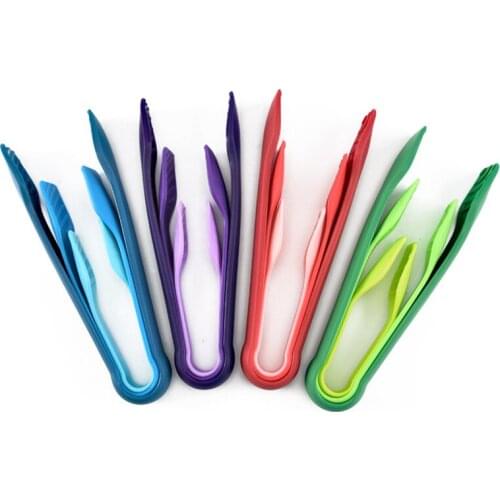 3Pcs/Set Silicone Food Tongs Plastic Kitchen Bread Tongs Non-slip Cooking Clip Clamp BBQ Salad Tools Grill Kitchen Utensils