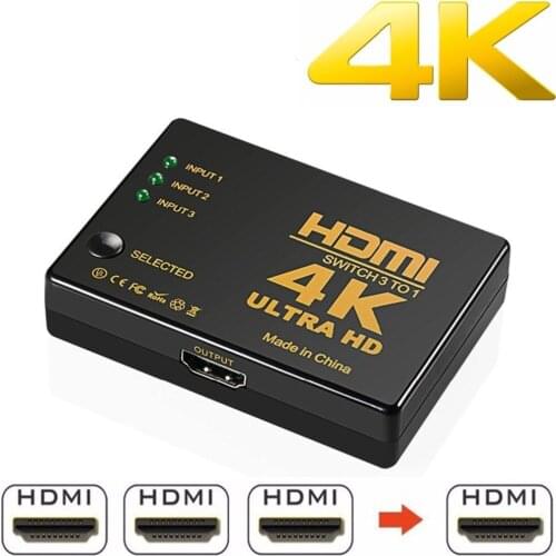 4K HDMI Video Switch Switcher HDMI Splitter 3 input 1 output Port Hub for DVD HDTV Xbox PS3 PS4