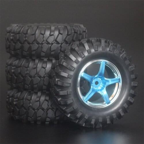 4x 1.9Inch 96mm Rubber Tires Plating Wheel Rims For D90 D110 SCX10 CC01 RC Rock Crawler Truck Climbing Off-Road Car