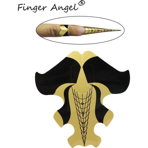 Finger Angel 50/100/500pcs Gold Nail Form Nail Tips Extension Stickers Fish Shape Guide for Acrylic UV GEL Nail Art Tools#FJH10