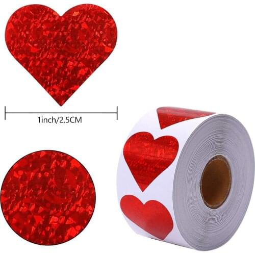 500pcs/roll Love Heart Shaped Label Sticker Scrapbooking Gift Packaging Seal Labels Valentines Day Wedding Stationery Sticker