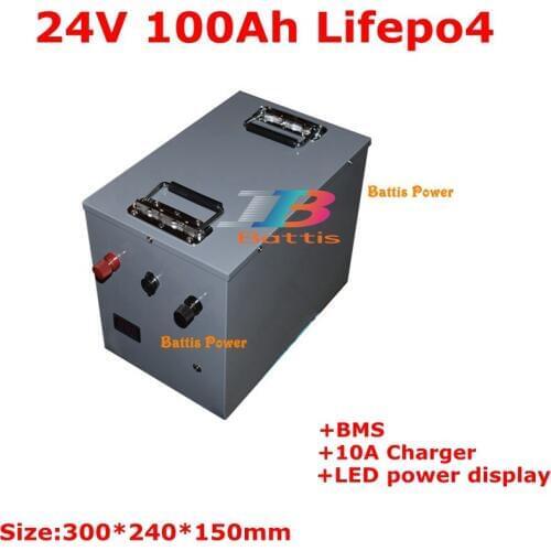 Deep Cycle 24v 100Ah Lithium lifepo4 32700 battery pack 100A bms for Solar Forklift fork RV EV AGV UPS + 29.2v 10A Charger