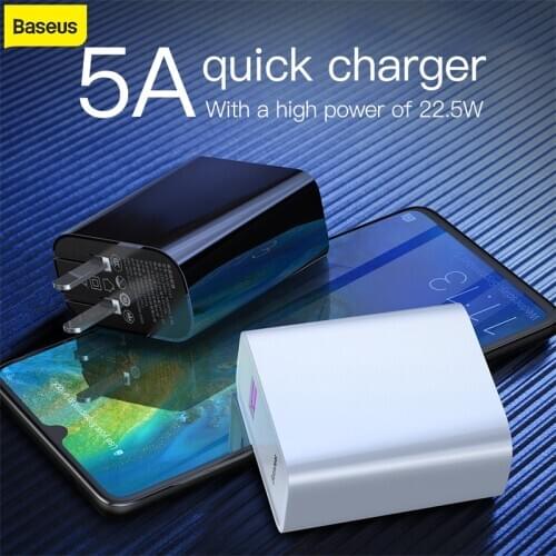 Baseus 22.5W US Plug USB Charger Travel Wall Charger Adapter Protable Mobile Phone USB Charger For iphone for Samsung for Huawei