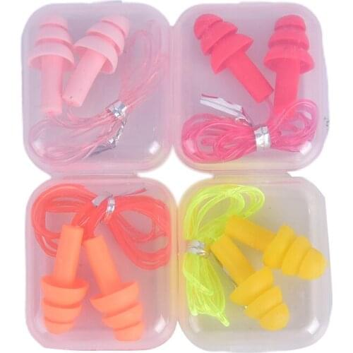 NEW Box-packed Comfort Earplugs Noise Reduction Silicone Soft Ear Plugs Swimming Silicone Earplugs Protective For Sleep 1 Pair